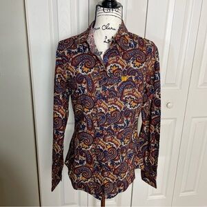 Cinch Womens Medium Multi Colored Paisley Button Up Long Sleeve Cotton Shirt